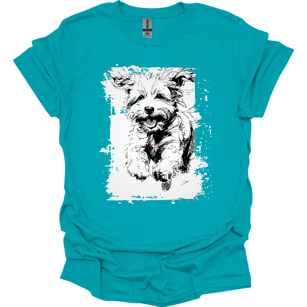 Bichon Frise - Running Dog T-Shirt - Tropical Blue