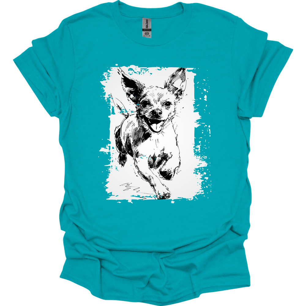 Chihuahua - Running Dog T-Shirt - Tropical Blue