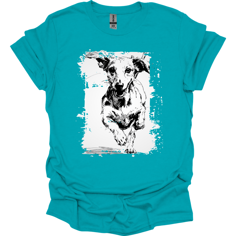 Dachshund - Running Dog T-Shirt - Tropical Blue