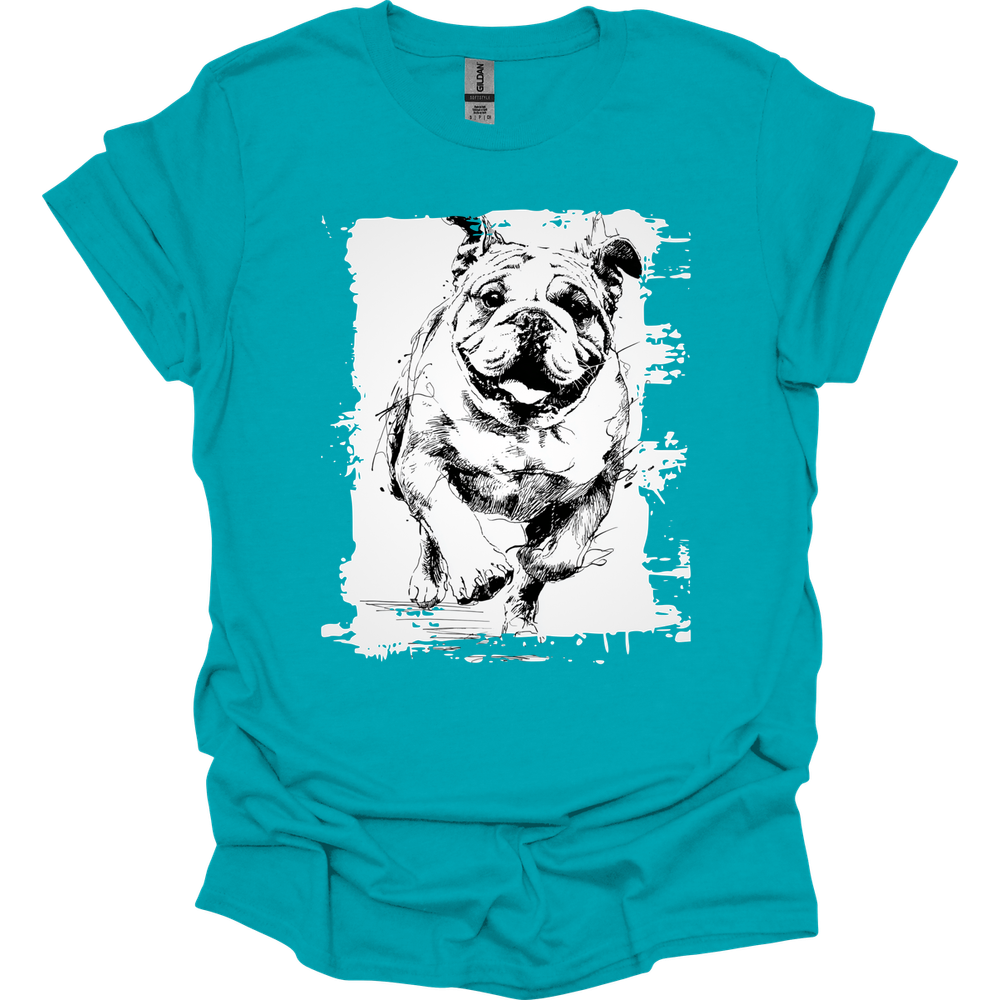 Bulldog - Running Dog T-Shirt - Tropical Blue