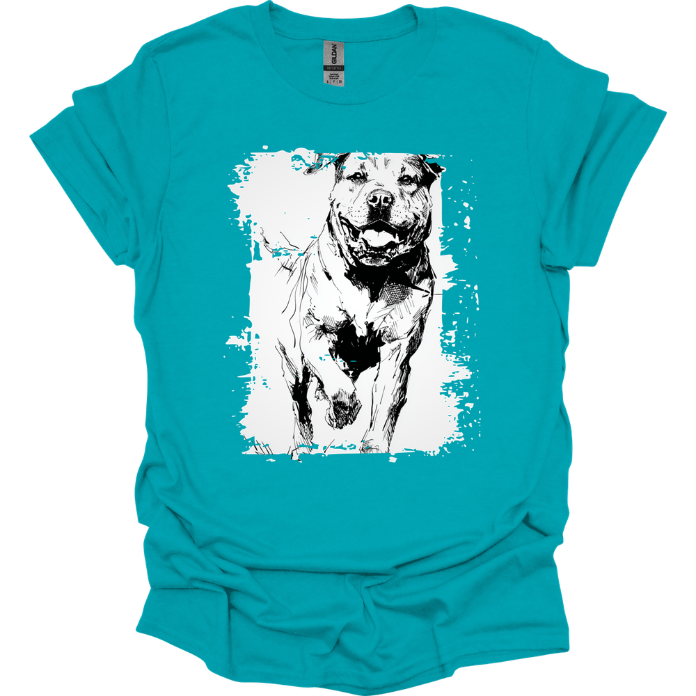 Rottweiler - Running Dog T-Shirt - Tropical Blue