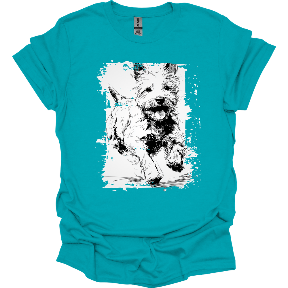 West Hightland White Terrier - Running Dog T-Shirt - Tropical Blue