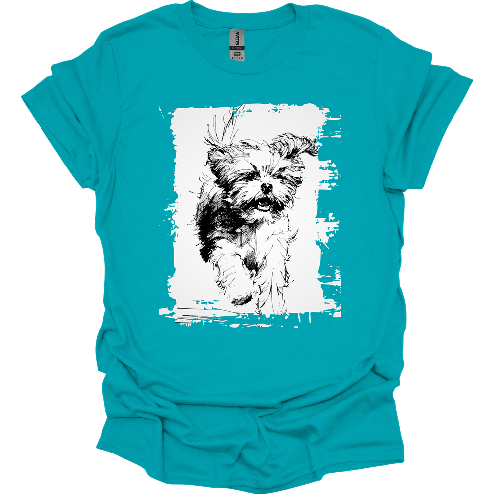 Shih Tzu - Running Dog T-Shirt - Tropical Blue