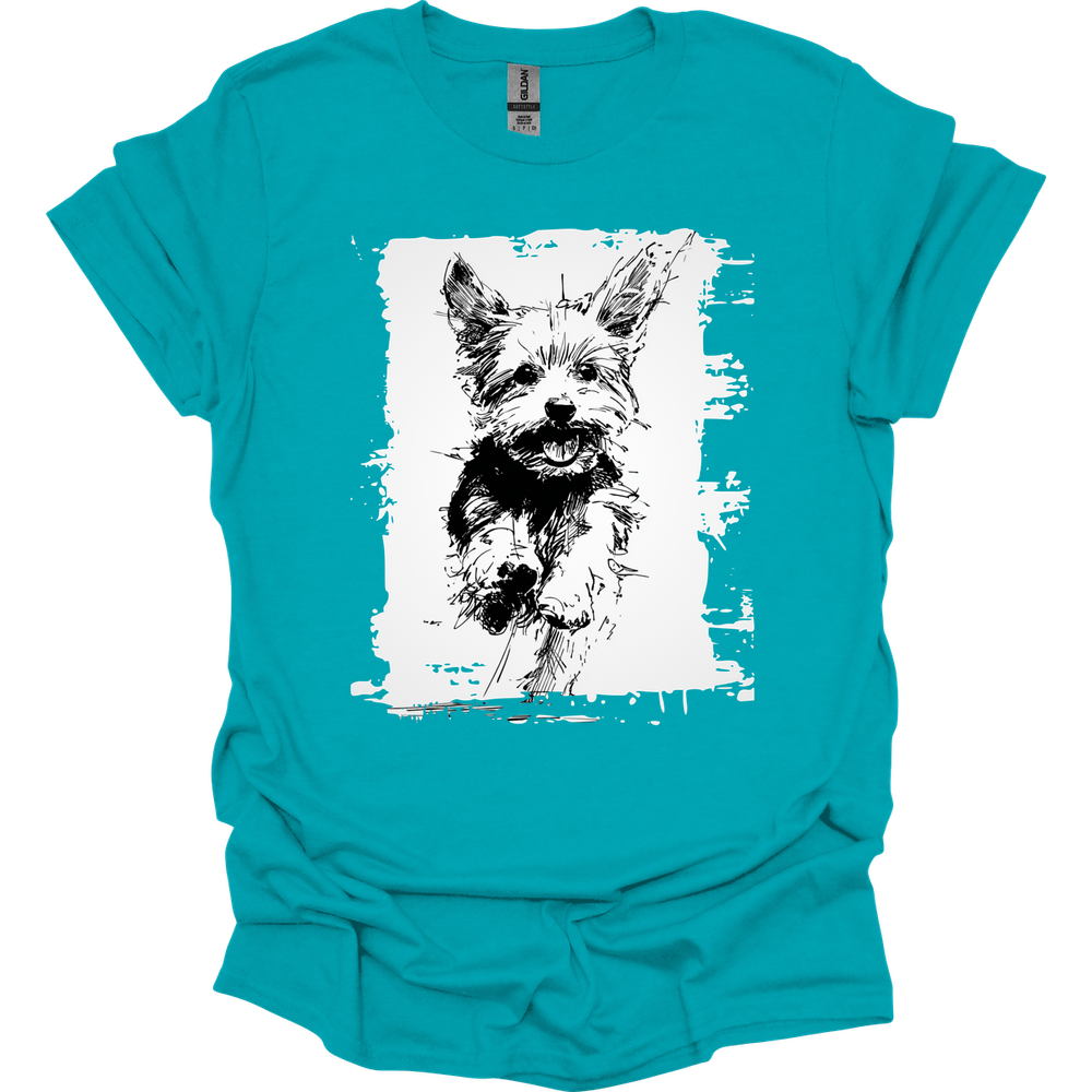 Yorkshire Terrier - Running Dog T-Shirt - Tropical Blue