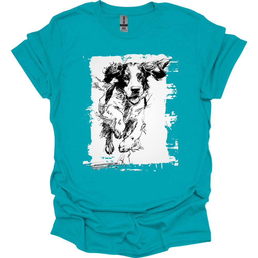 English Springer Spaniel - Running Dog T-Shirt - Tropical Blue
