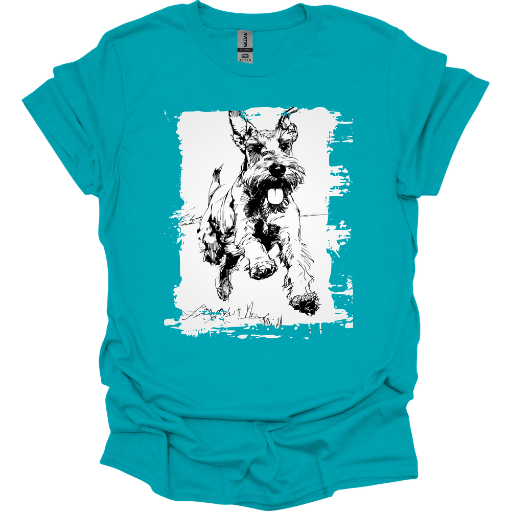 Giant Schnauzer - Running Dog T-Shirt - Tropical Blue