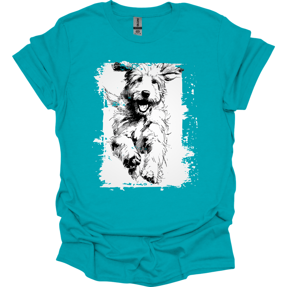 Golden Doodle - Running Dog T-Shirt - Tropical Blue