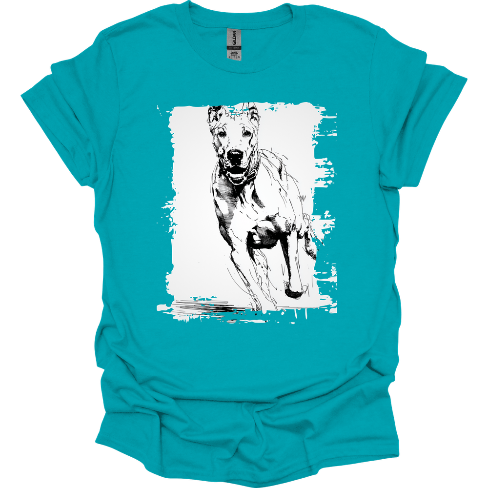 Great Dane - Running Dog T-Shirt - Tropical Blue