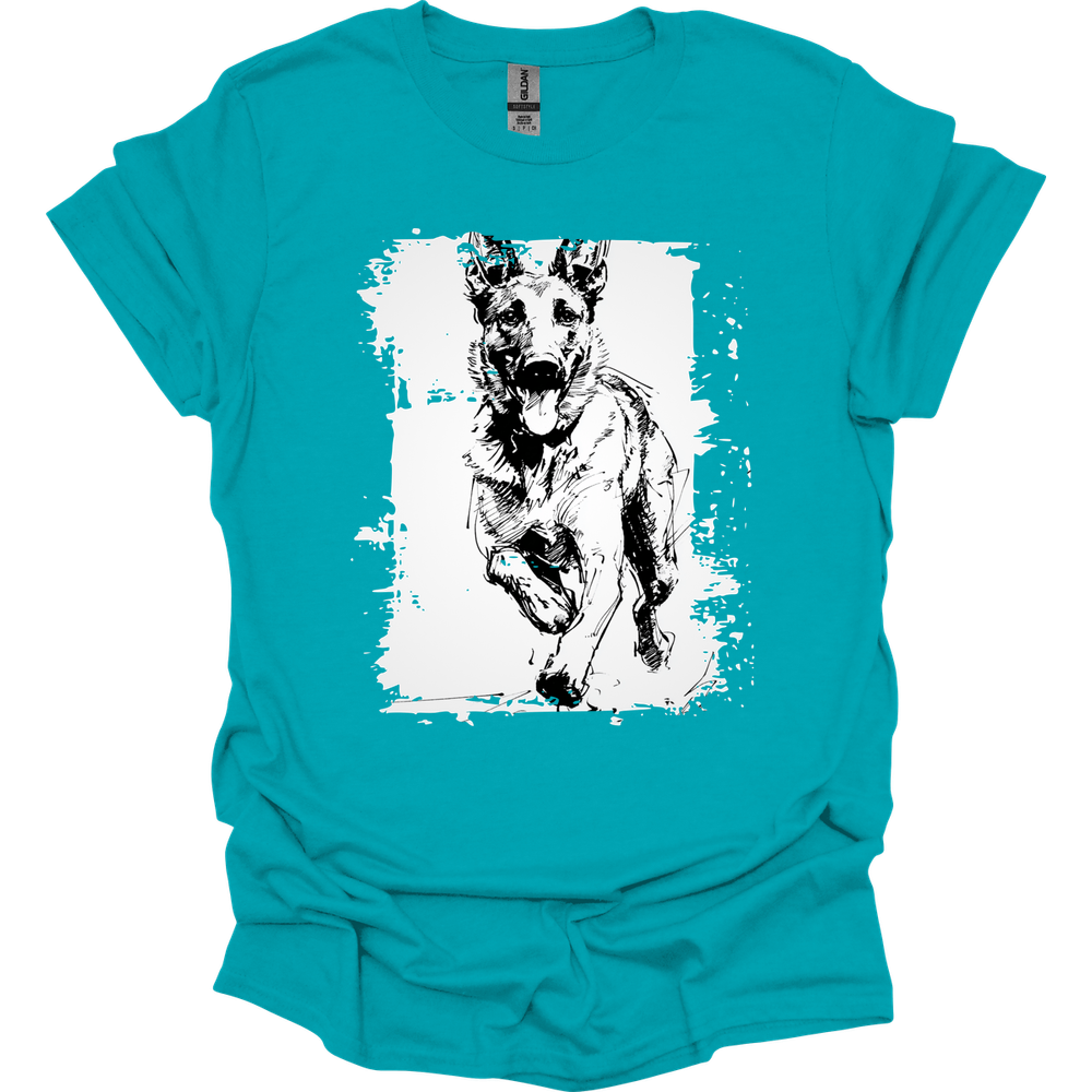 Dutch Shepherd - Running Dog T-Shirt - Tropical Blue