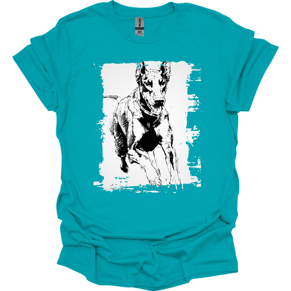 Doberman - Running Dog T-Shirt - Tropical Blue