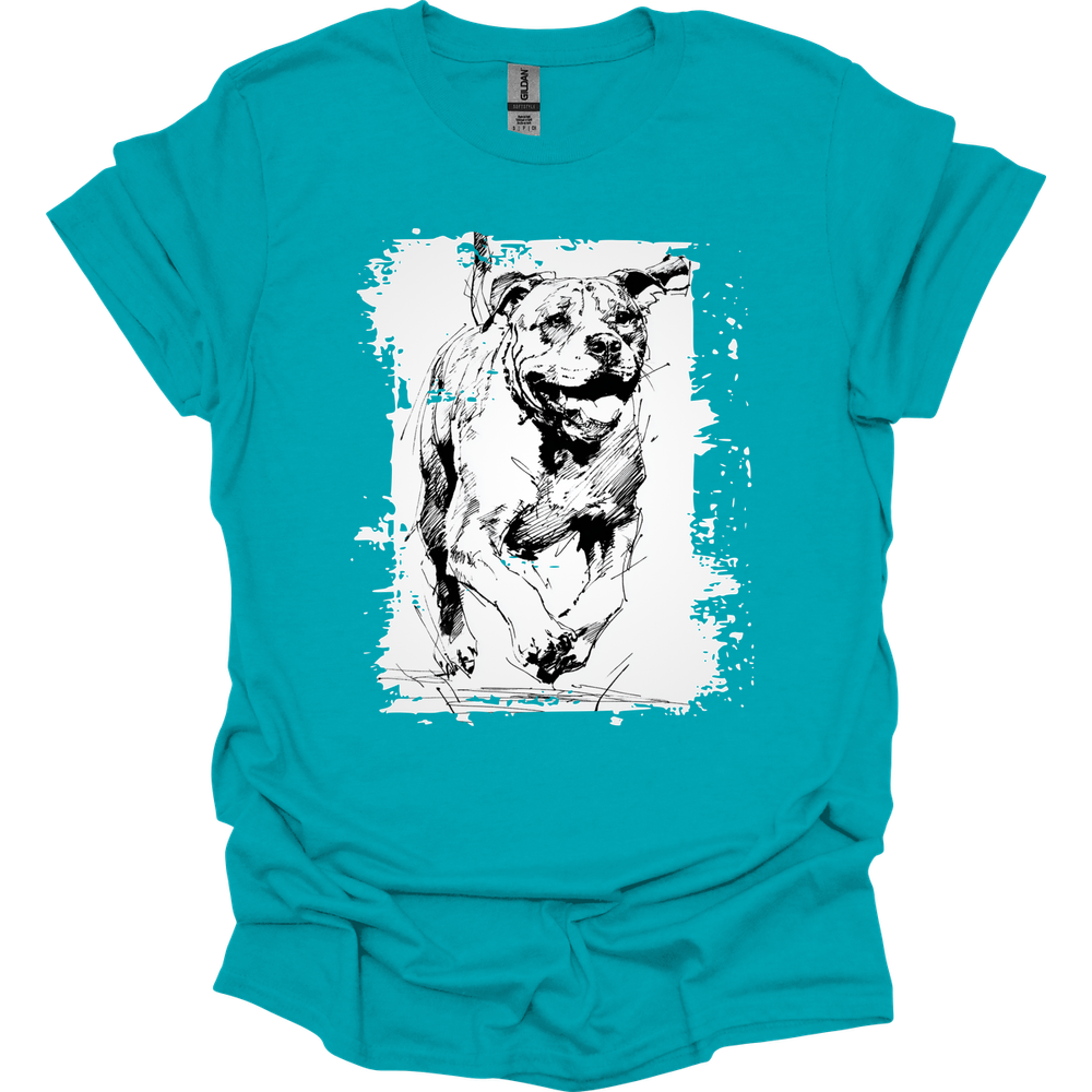Mastiff - Running Dog T-Shirt - Tropical Blue