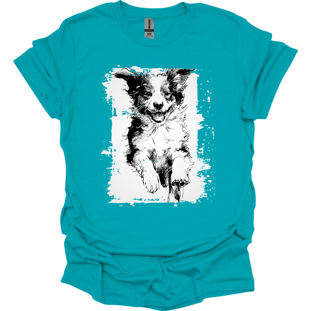 Miniature American Shepherd - Running Dog T-Shirt - Tropical Blue
