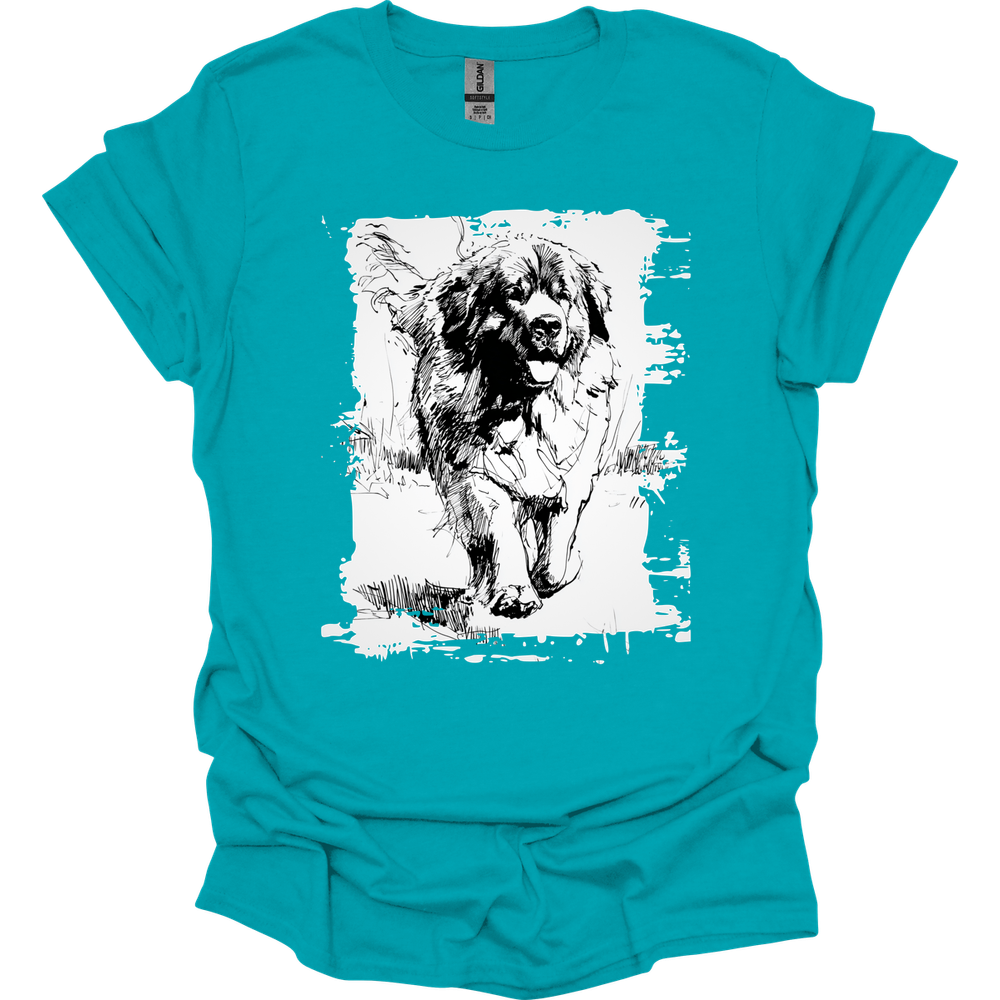 Newfoundland - Running Dog T-Shirt - Tropical Blue