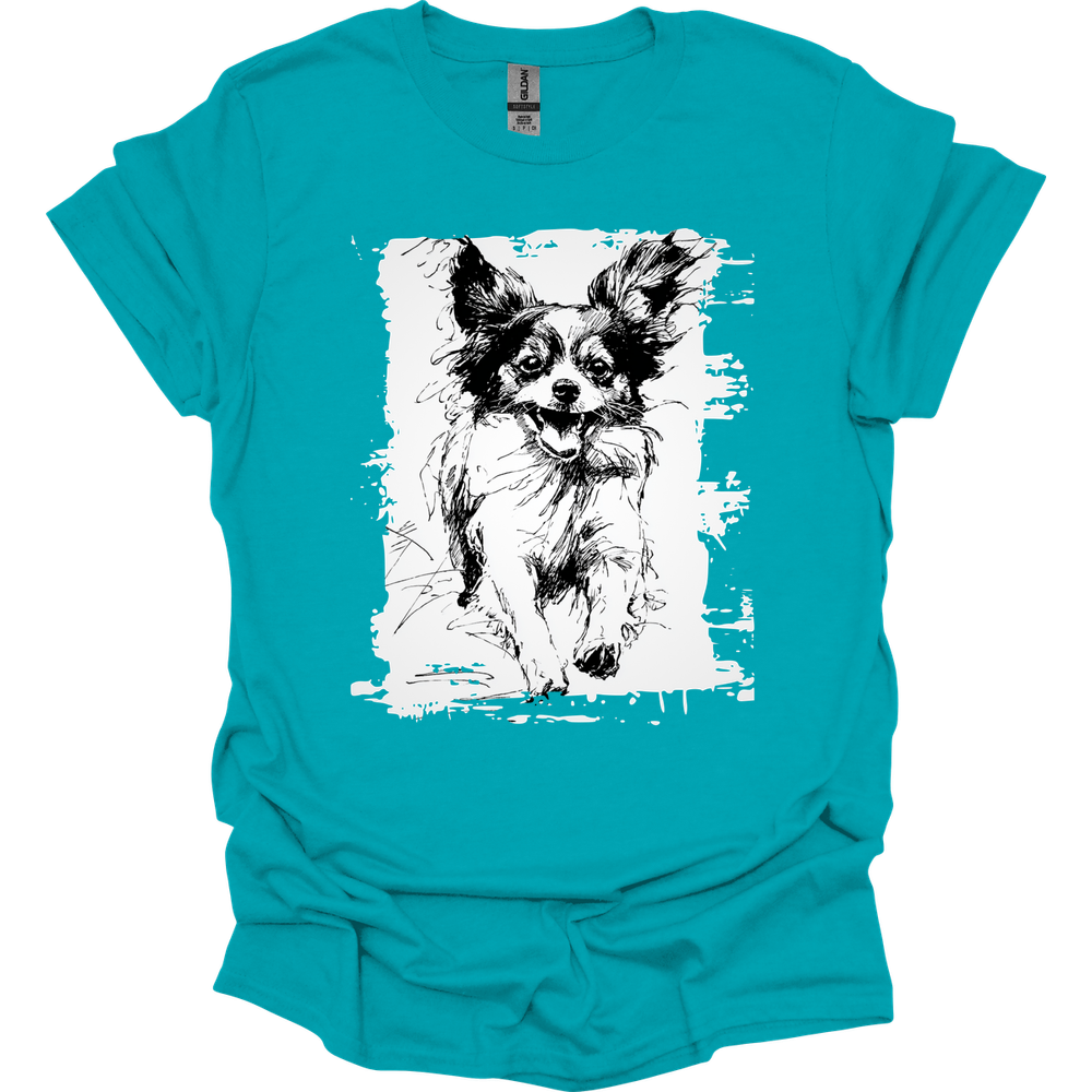 Papillon - Running Dog T-Shirt - Tropical Blue
