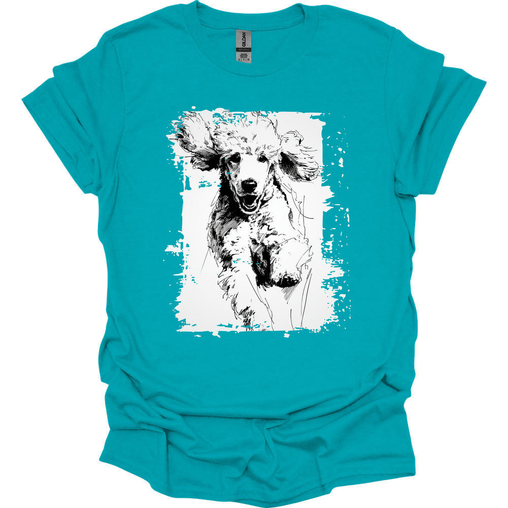 Poodle - Running Dog T-Shirt - Tropical Blue