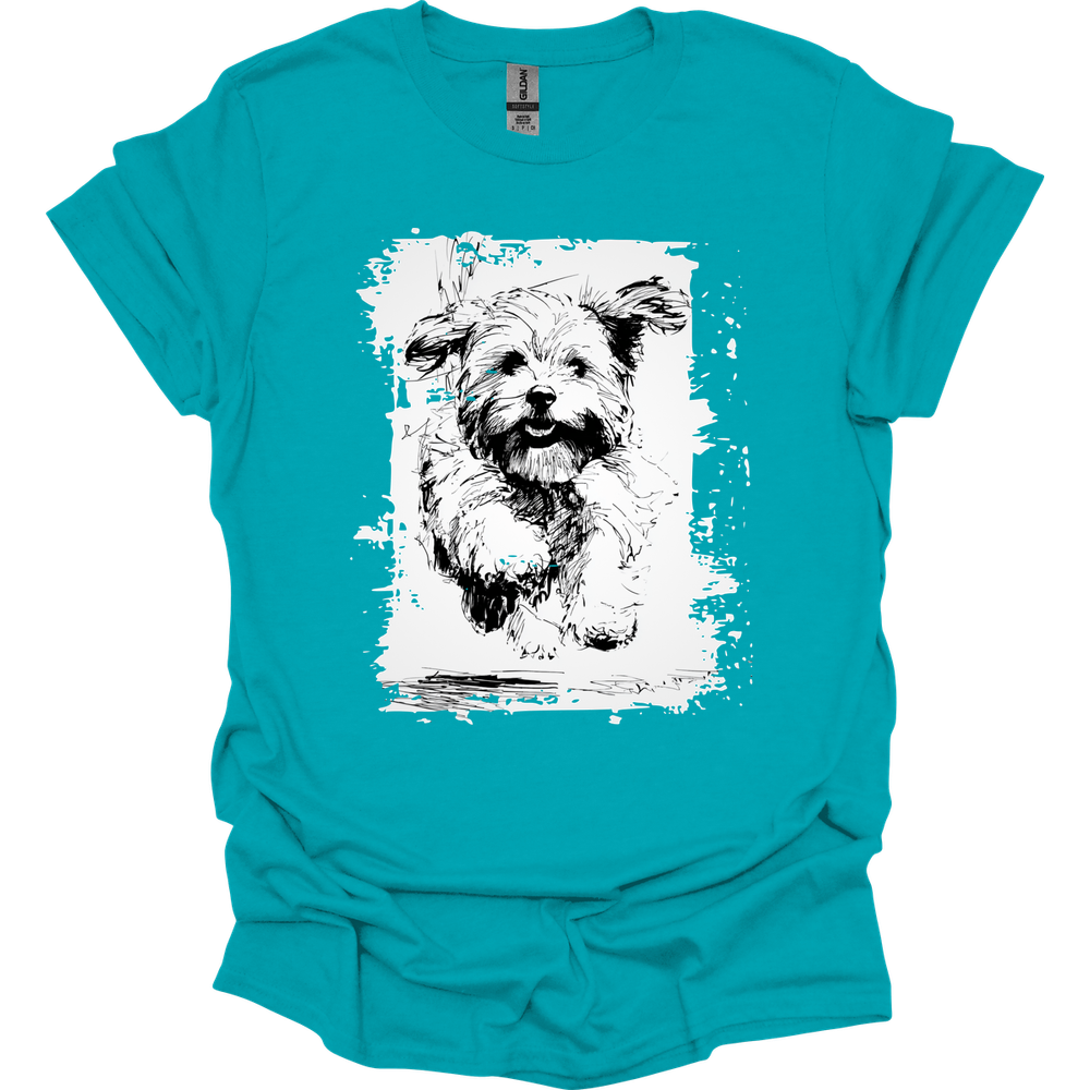 Havanese - Running Dog T-Shirt - Tropical Blue