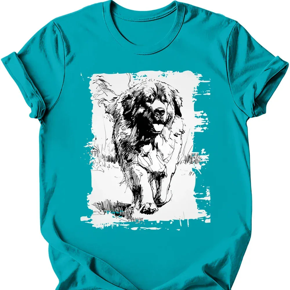 Newfoundland - Running Dog T-Shirt - Tropical Blue