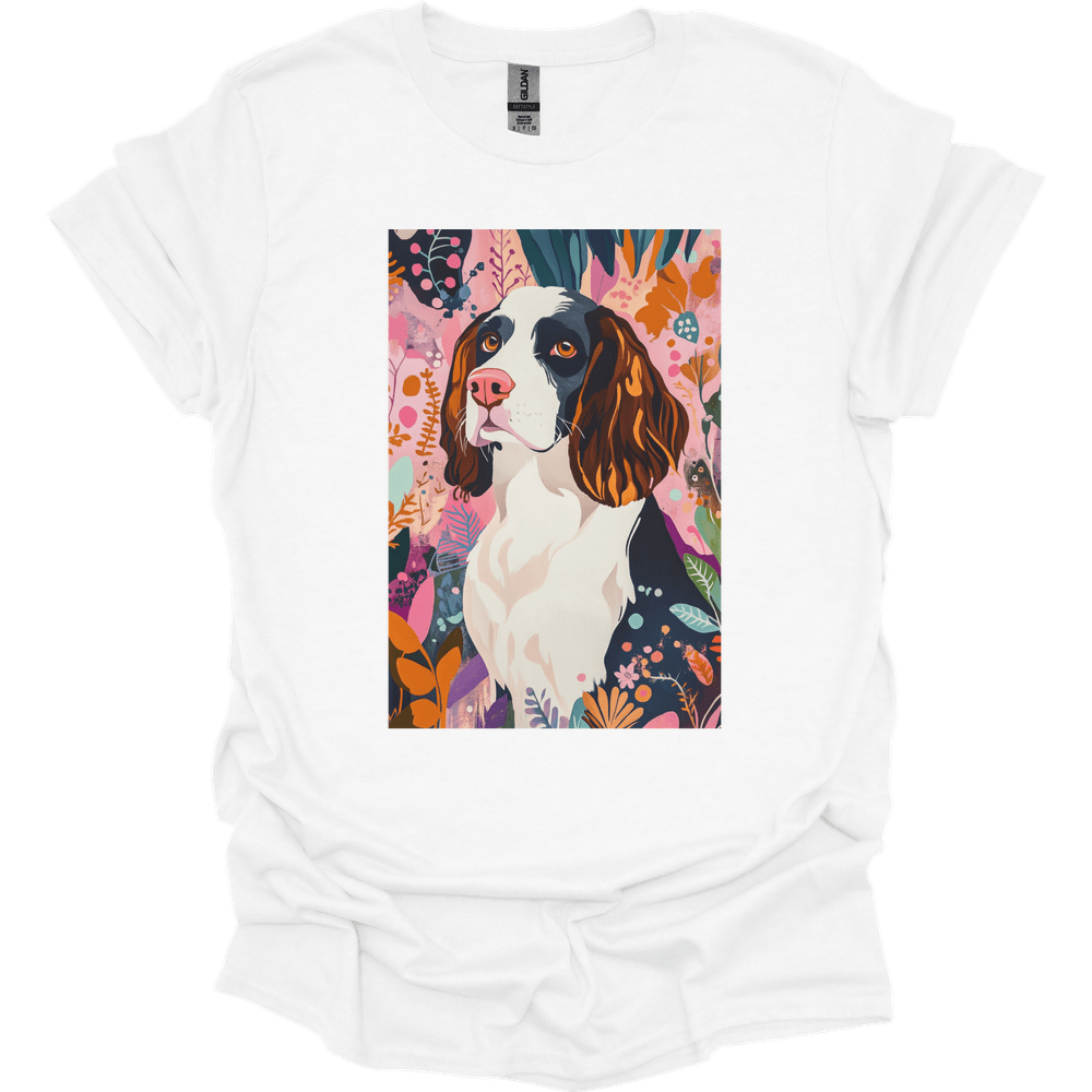 English Springer Spaniel - Boho Dog T-Shirt - White
