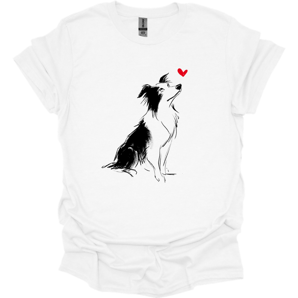 Border Collie - Sketch Dog T-Shirt - White