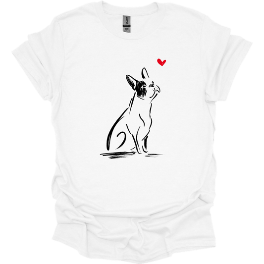 Boston Terrier - Sketch Dog T-Shirt - White