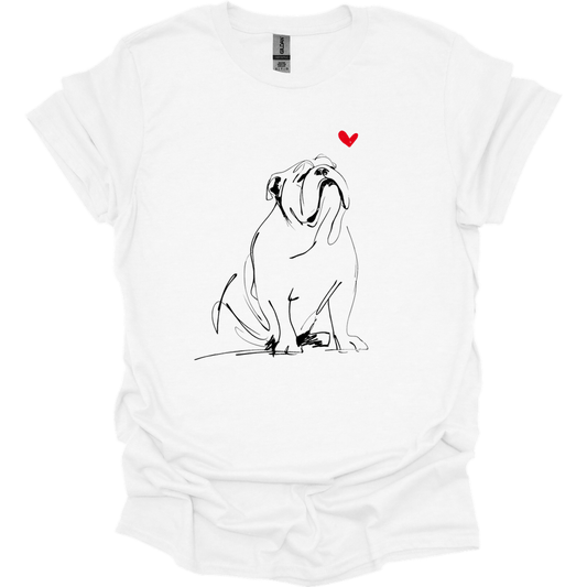Bulldog - Sketch Dog T-Shirt - White