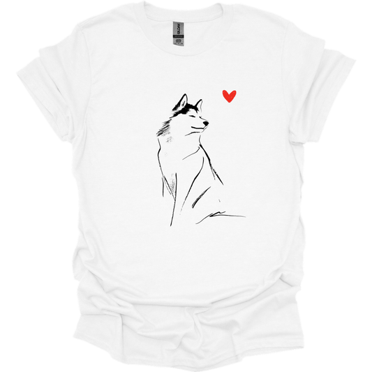 Siberian Husky - Sketch Dog T-Shirt - White