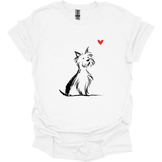 Yorkshire Terrier - Sketch Dog T-Shirt - White