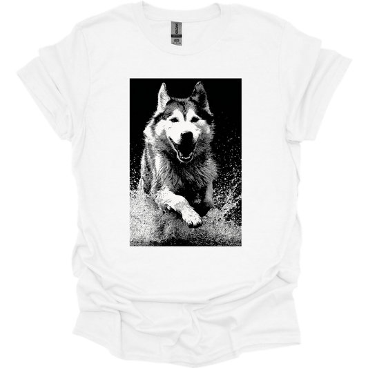 Siberian Husky - Puddle Dog T-Shirt - White