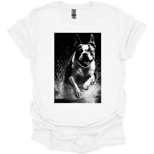 Boston Terrier - Puddle Dog T-Shirt - White