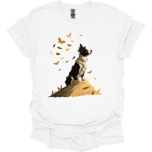 Border Collie - Fall Dog T-Shirt - White