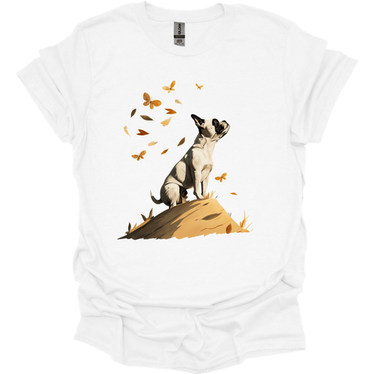 Boston Terrier - Fall Dog T-Shirt - White