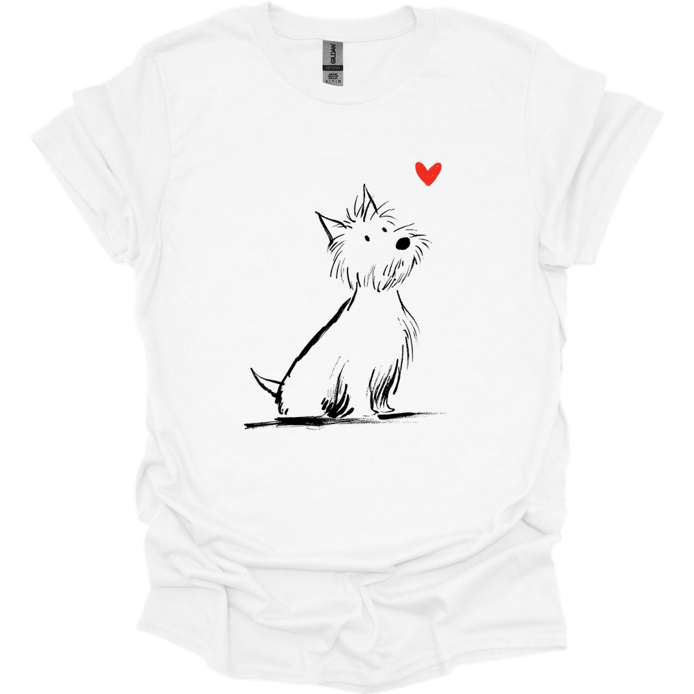 West Highland White Terrier - Sketch Dog T-Shirt - White