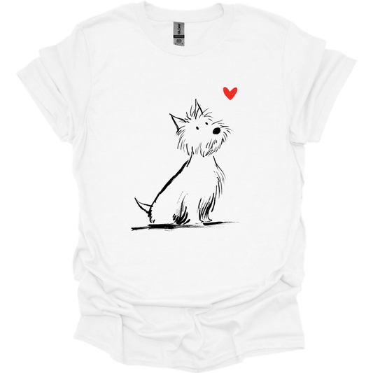 West Highland White Terrier - Sketch Dog T-Shirt - White