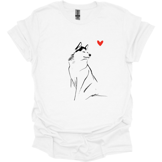 Siberian Husky - Sketch Dog T-Shirt - White