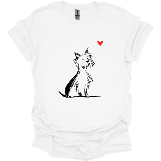 Yorkshire Terrier - Sketch Dog T-Shirt - White