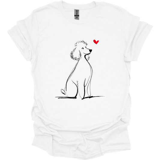 Poodle - Sketch Dog T-Shirt - White
