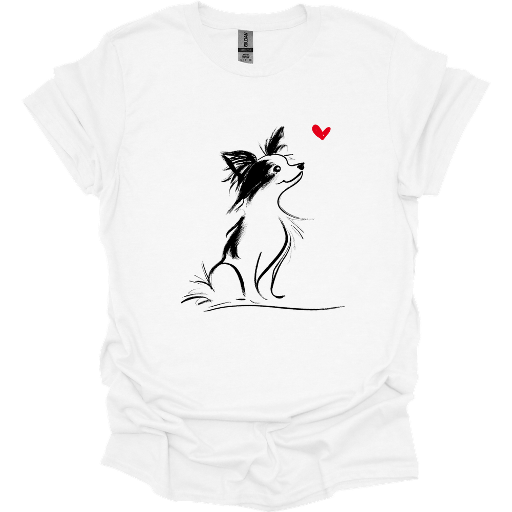 Papillon - Sketch Dog T-Shirt - White