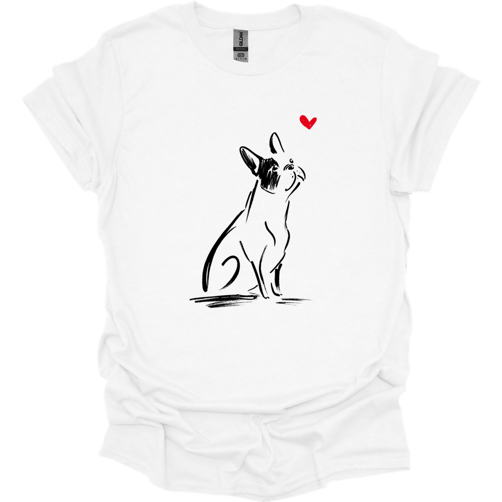 Boston Terrier - Sketch Dog T-Shirt - White