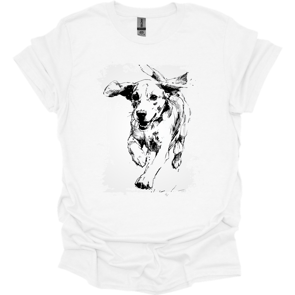 Beagle - Running Dog T-Shirt - White