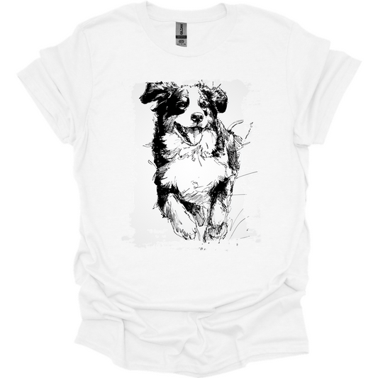 Bernese Mountain Dog - Running Dog T-Shirt - White