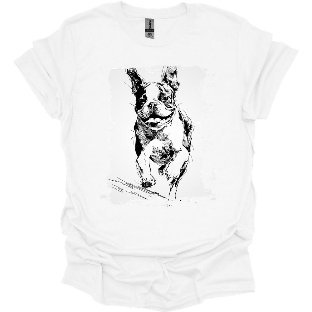 Boston Terrier - Running Dog T-Shirt - White