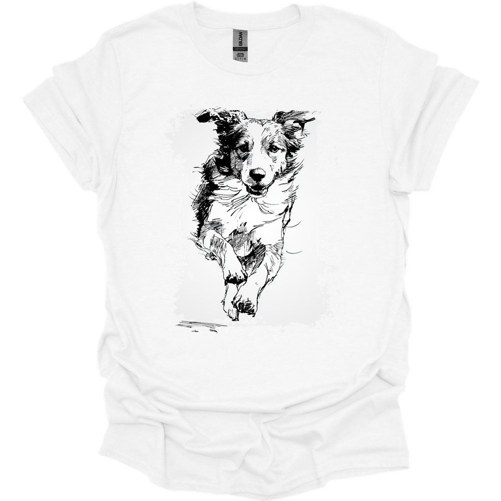 Brittany - Running Dog T-Shirt - White