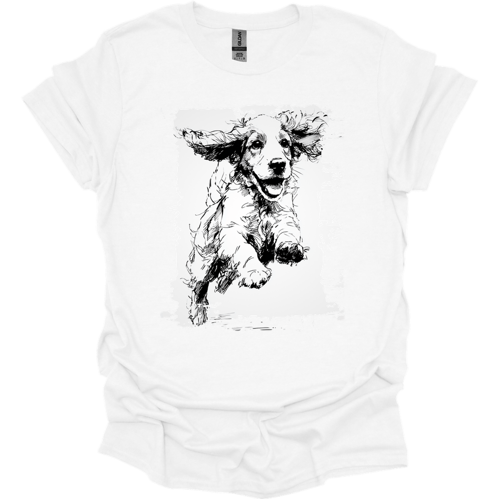 Cocker Spaniel - Running Dog T-Shirt - White