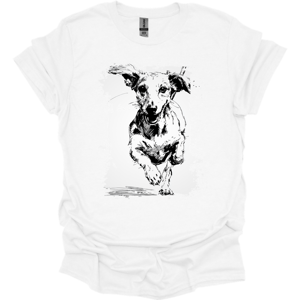 Dachshund - Running Dog T-Shirt - White