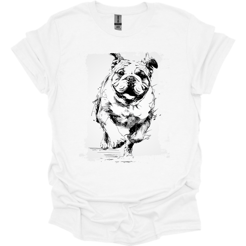 Bulldog - Running Dog T-Shirt - White