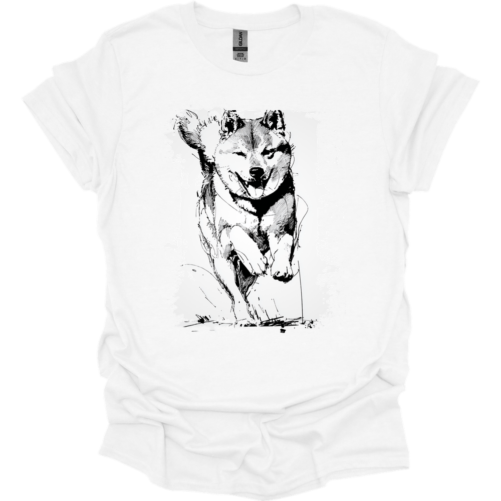Shiba Inu - Running Dog T-Shirt - White