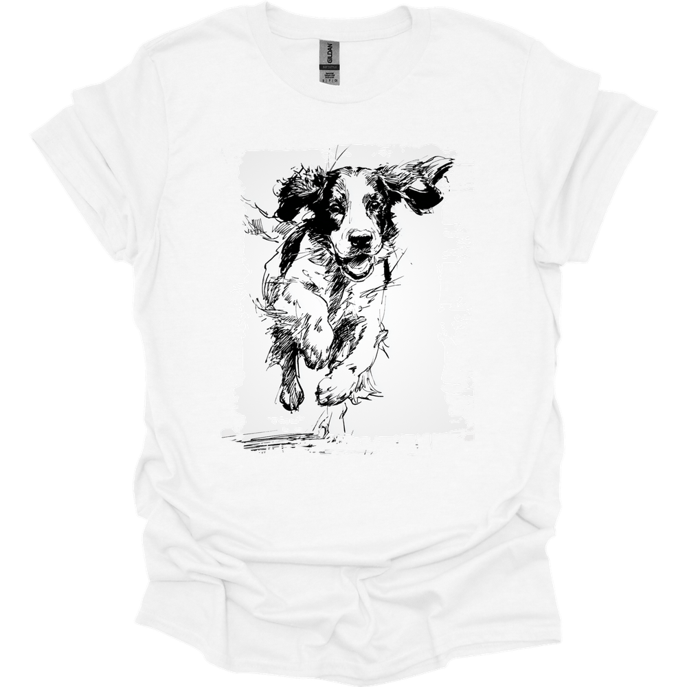 English Springer Spaniel - Running Dog T-Shirt - White