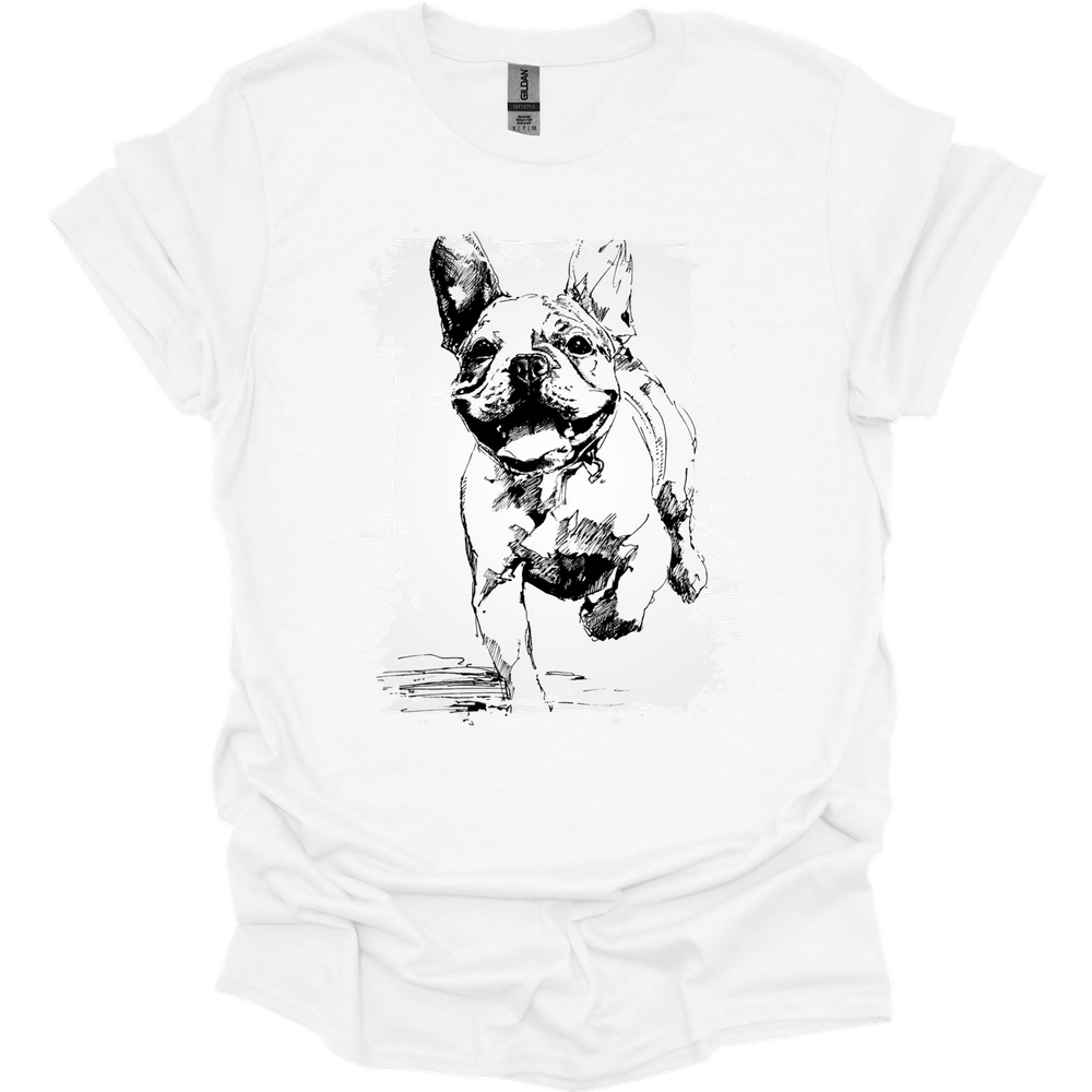 French Bulldog - Running Dog T-Shirt - White