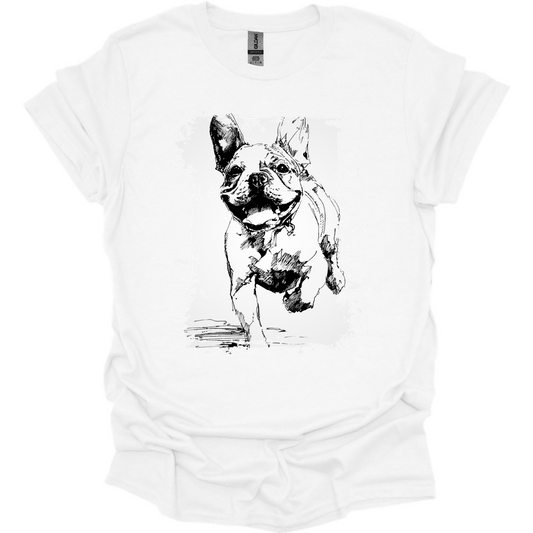 French Bulldog - Running Dog T-Shirt - White