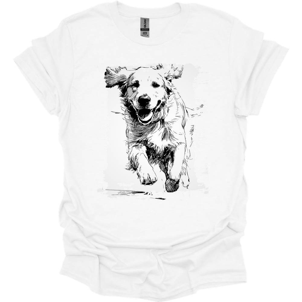 Golden Retriever - Running Dog T-Shirt - White